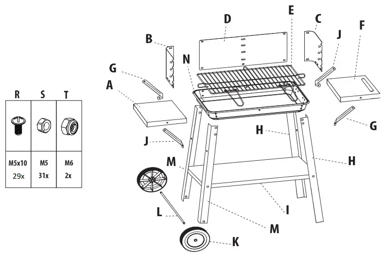 BORMANN BBQ1140 Charcoal Grill with Lid and Wheels - overview 1