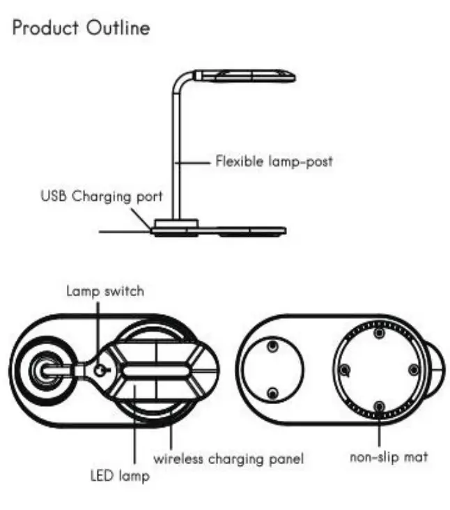 Dongguan Green Power One ENZ1002 BLK Lamp with Wireless Charger-