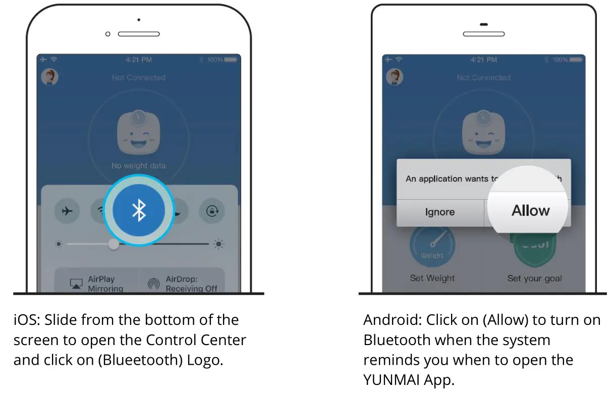 M1825 YUNMAI-X Mini 2 Smart Body Fat Scale - Connect to the scale via Bluetooth