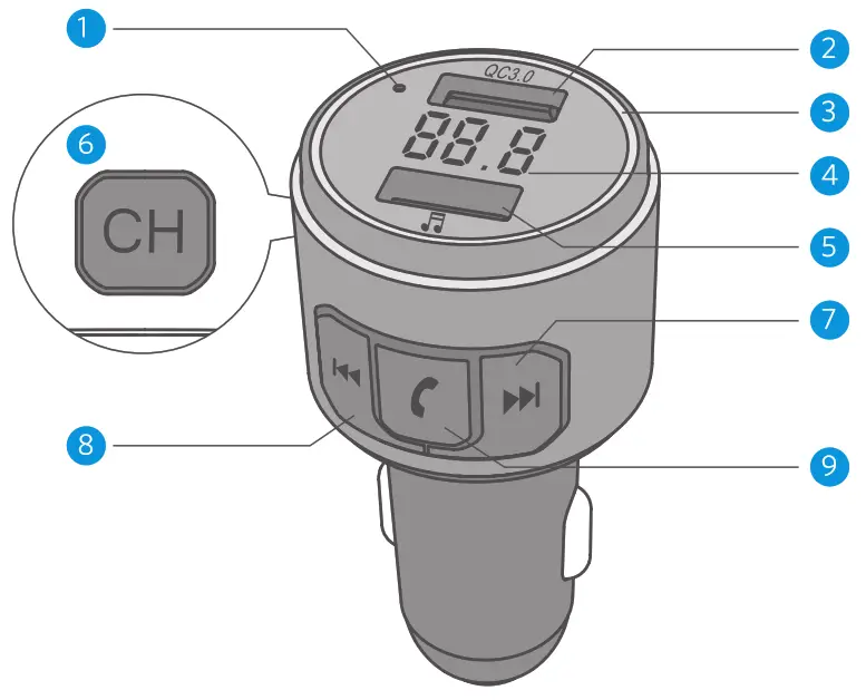 Octeso 8E 9951 AB01 Wireless FM Transmitter - Dayagram
