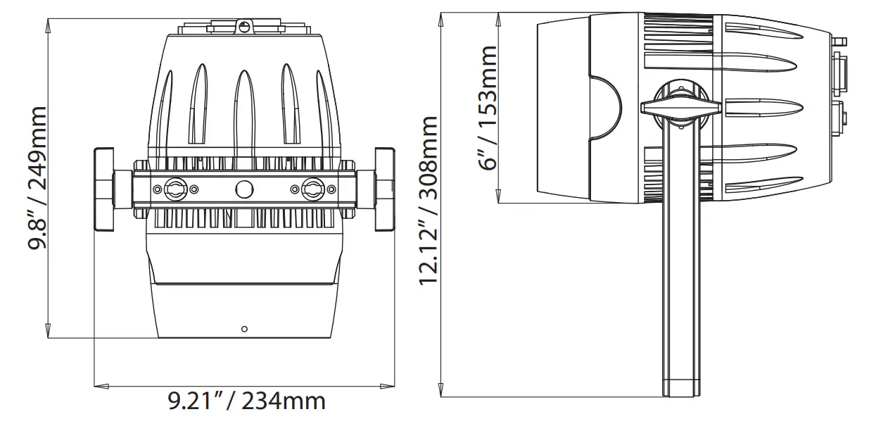 ADJ Encore Burst UV IP - Dimensional Drawings