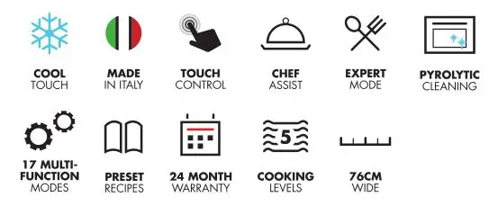 ILVE Built-In Pyrolytic Oven 76CM - Highlighted Features