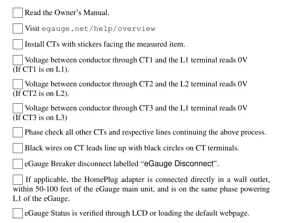 eGauge EG4xxx Meter Data-Logger Server - brief checklist for the above stated installation