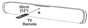 Hold TV’s remote approximately 12” (30cm)