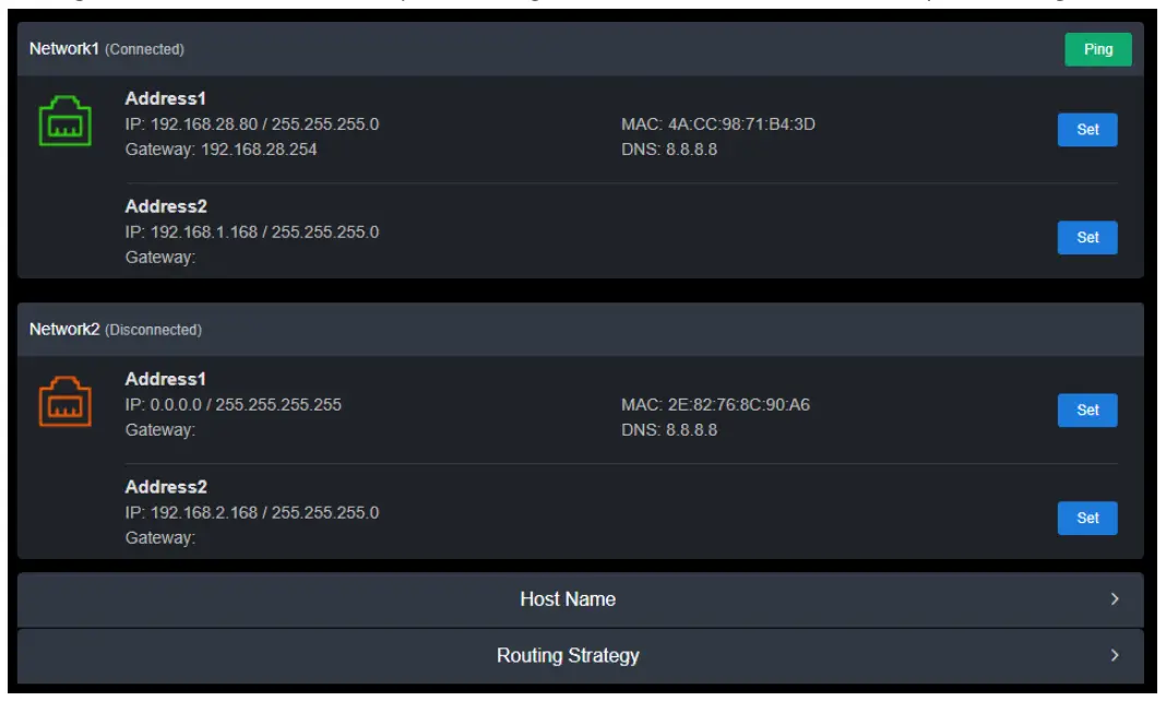 Login to the device webpage