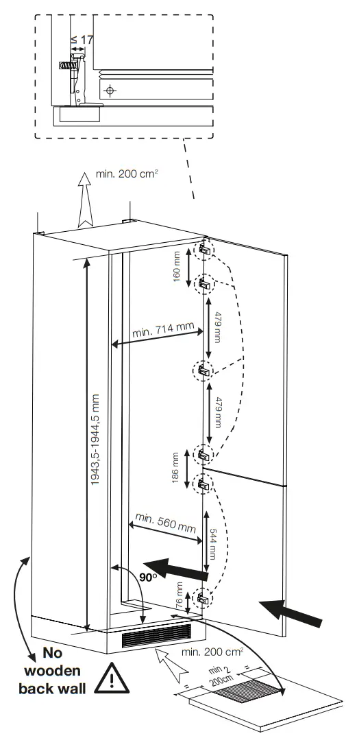 beko BCSE400E40SN Refrigerator with freezer - Reversing the doors2