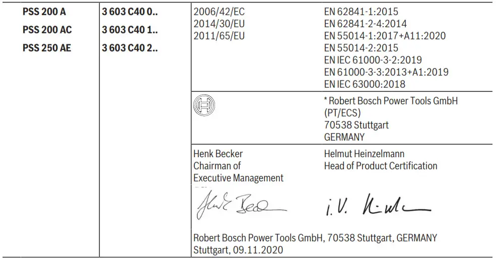 BOSCH PSS 200 A 200W Orbital Sander - signature