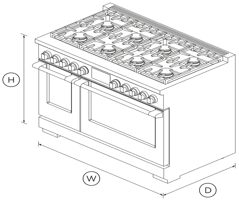 FISHER PAYKEL RDV3 488 L 48 Inch 8 Burners Self Cleaning LPG Dual Fuel Range - fig
