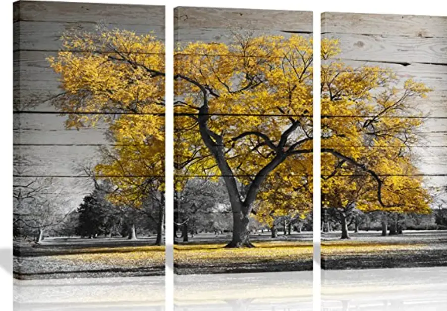 YHD-YJ9378A-Trees-Unframed-Wall-Canvas-Yellow-featured