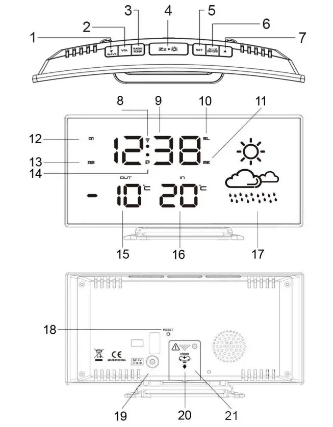 soundmaster FUR100 Radio Alarm Clock - Figure 1