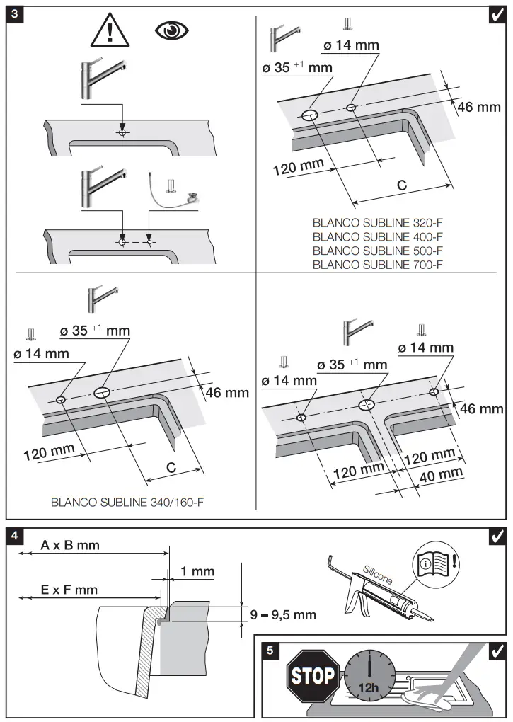 BLANCO SUBLINE-F SILGRANIT Subline Flush Mount Sink Washbasin- fig6