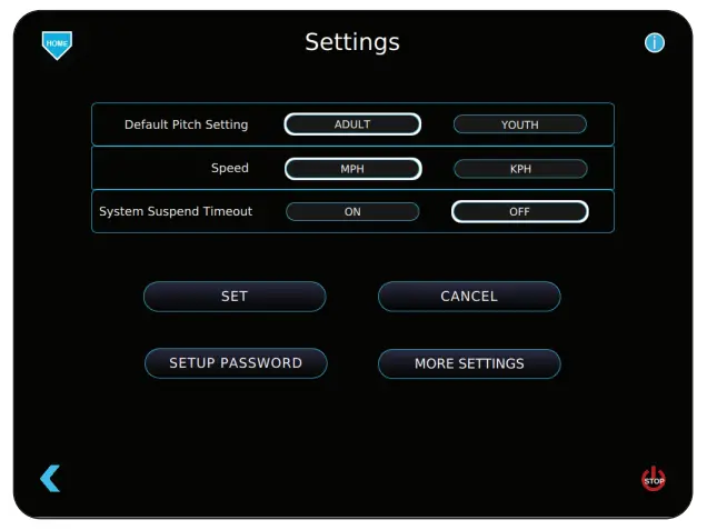 ELITE eHACK ATTACK 117 1100 Electronic Softball Pitching Machine - Settings