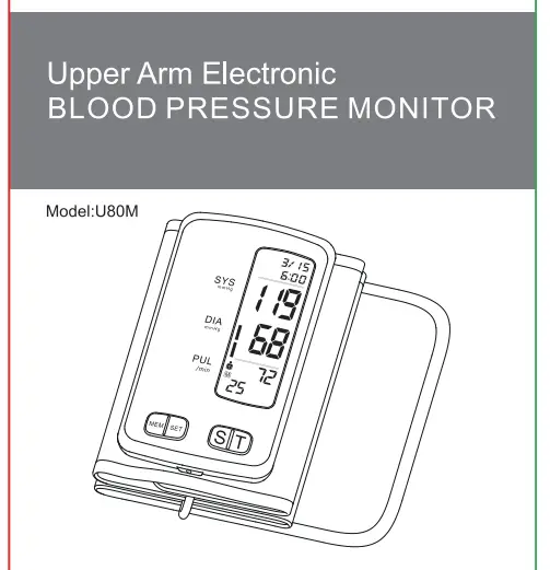 Urion U80m Upper Arm Electronic Blood Pressure Monitor Instruction Manual