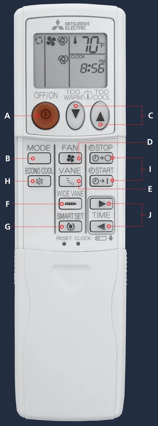 MITSUBISHI ELECTRIC Air Conditioner Remote Control C01