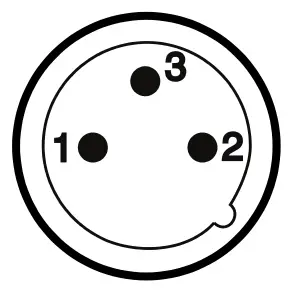 DMX IN
XLR mounting plugs (rear view)