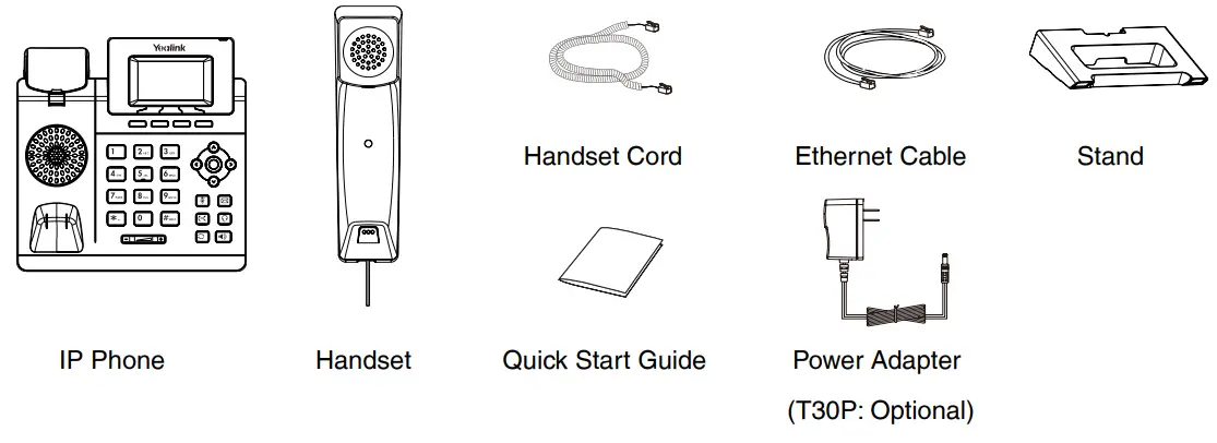 Yealink SIP T30 Classic IP Phone - Package Contents