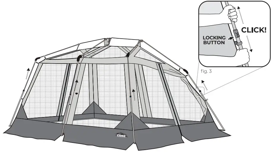 CORE 4021312x10 Lighted Instant Screen House - Figure 4