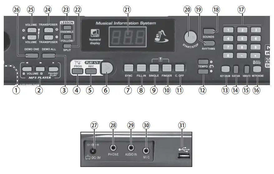 BONTEMPI 16 6110 61 Keys Electronic Keyboard - Fig2