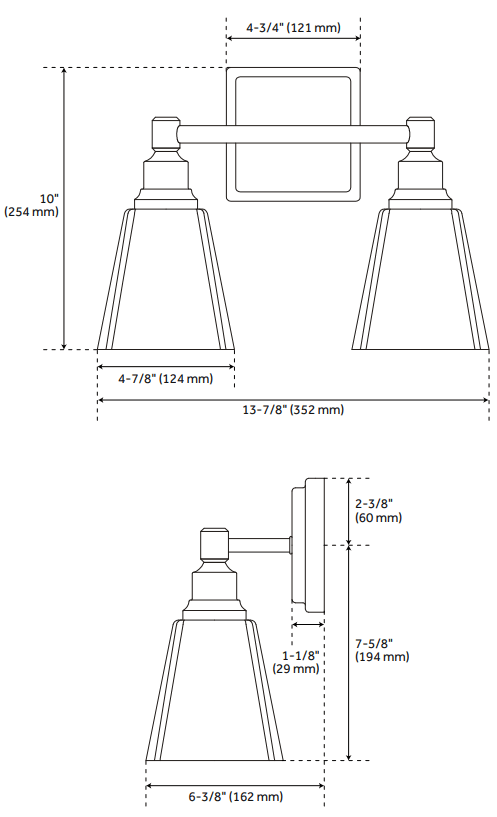 Signature Hardware 949659 Leadwell 2 Light Vanity Light - FIGURE