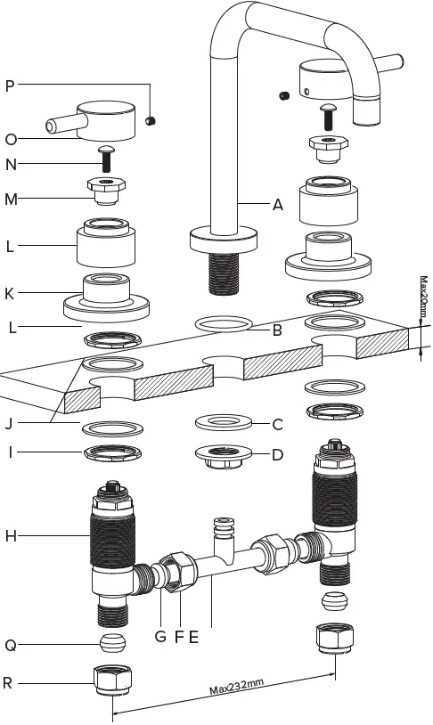 Raymor 203051, 203052 Projix Basin Set C D Lever W SQ SPT 01