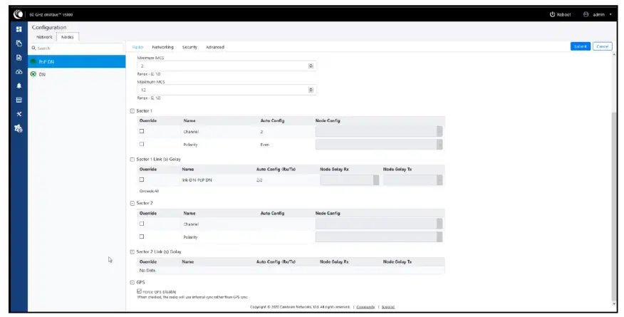Cambium Networks cnWave 60 GHz V5000 Distribution Node - Disable check box