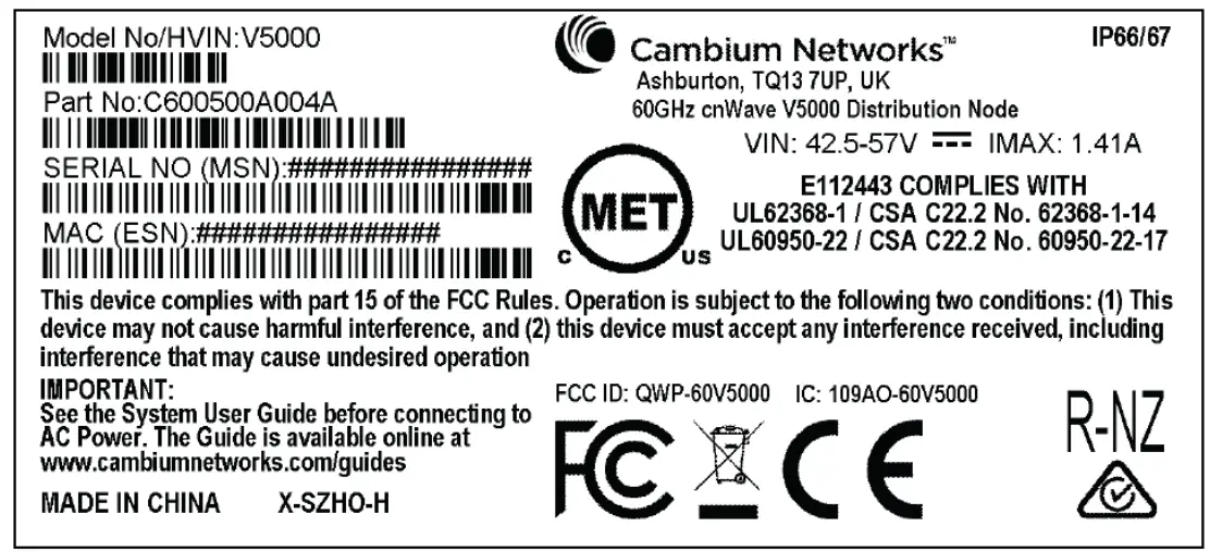Cambium Networks cnWave 60 GHz V5000 Distribution Node - Distribution Node