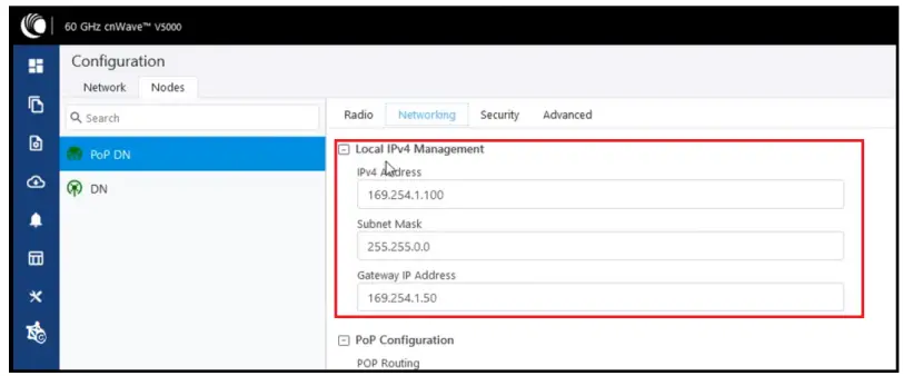 Cambium Networks cnWave 60 GHz V5000 Distribution Node - gateway is correct