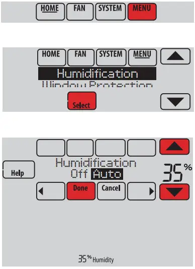 Honeywell TH8110R1008 Vision PRO 8000 Touch - Adjusting humidification settings