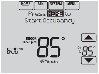 Honeywell TH8110R1008 Vision PRO 8000 Touch - Initiating occupancy mode