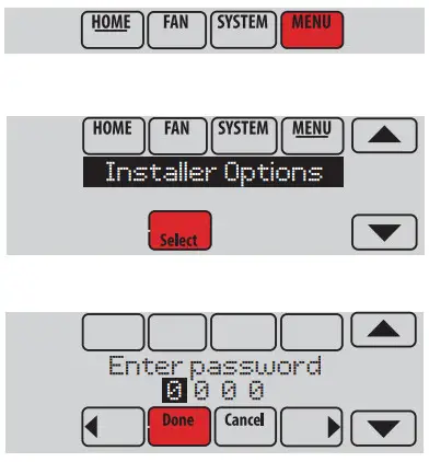 Honeywell TH8110R1008 Vision PRO 8000 Touch - Installer options
