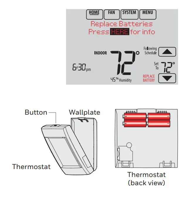 Honeywell TH8110R1008 Vision PRO 8000 Touch - Replacing thermostat batteries