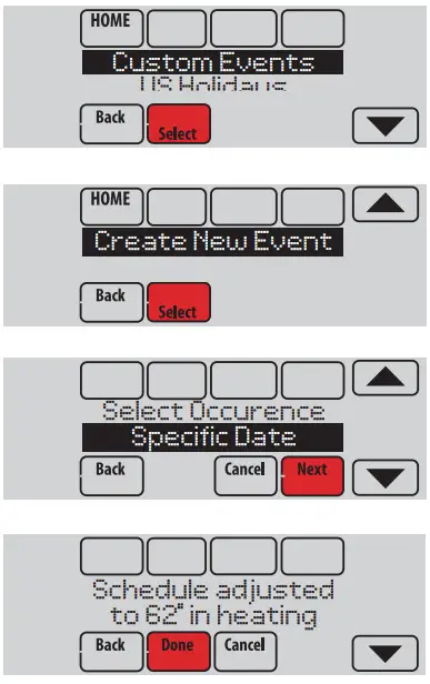 Honeywell TH8110R1008 Vision PRO 8000 Touch - Setting custom events