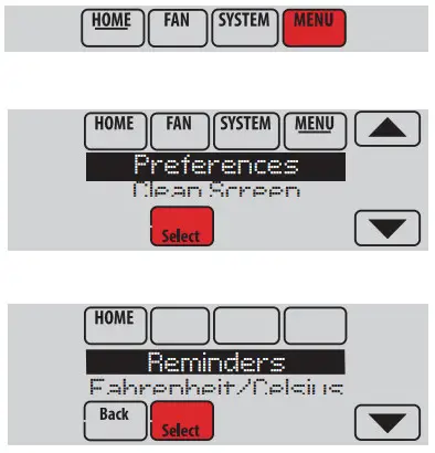 Honeywell TH8110R1008 Vision PRO 8000 Touch - Setting preferences