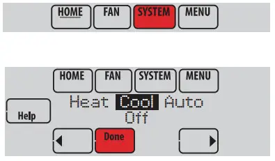Honeywell TH8110R1008 Vision PRO 8000 Touch - Setting system mode