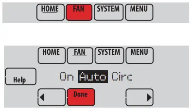 Honeywell TH8110R1008 Vision PRO 8000 Touch - Setting the fan