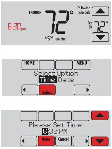 Honeywell TH8110R1008 Vision PRO 8000 Touch - Setting the time