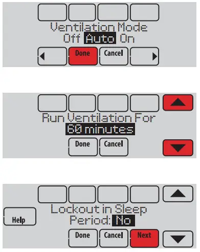 Honeywell TH8110R1008 Vision PRO 8000 Touch - Ventilation options