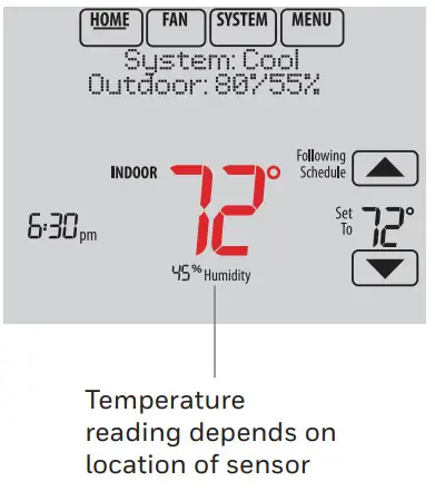 Honeywell TH8110R1008 Vision PRO 8000 Touch - temperature display