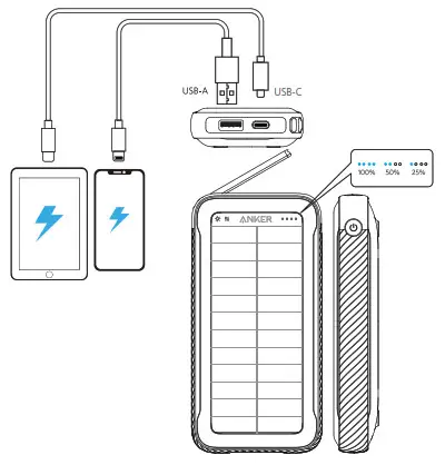 ANKER PowerCore Solar 20000 Power Bank - Charging Your USB Devices