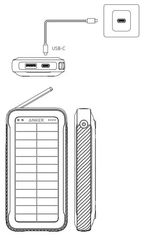 ANKER PowerCore Solar 20000 Power Bank - Recharge Your PowerCore Solar via the USB Ports