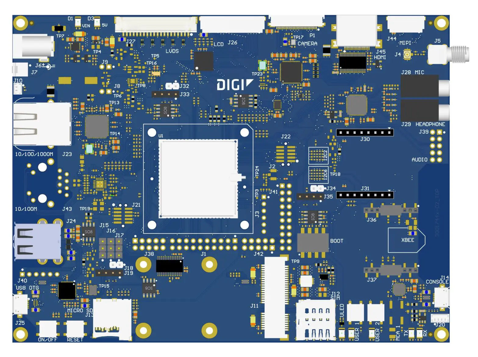 DIGI ConnectCore MP15 Development Board - Placement