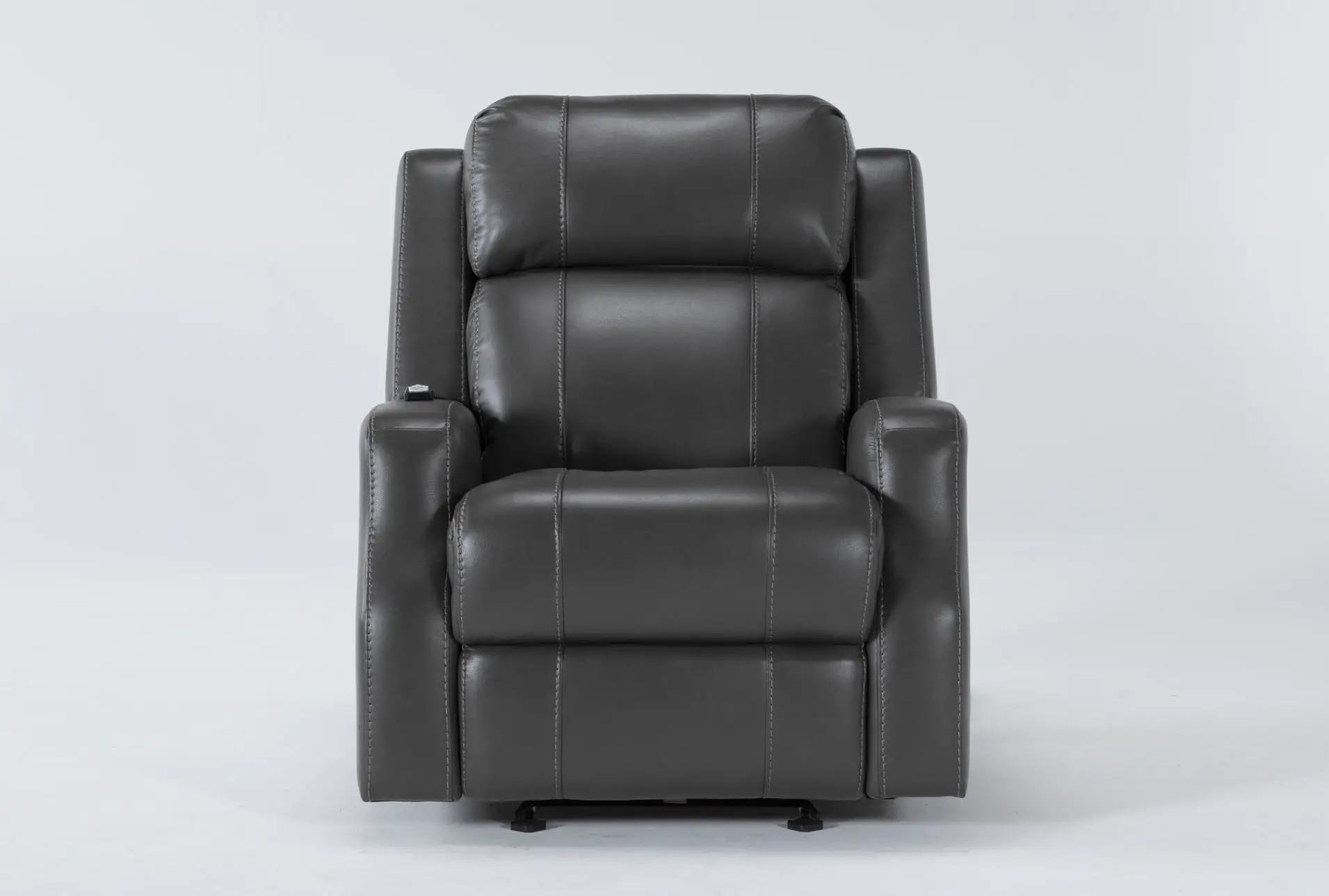 LIVING SPACES 267664 Bilbao Grey Power Glider Recliner With Massage And Power Headrest image