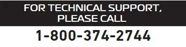 For Technical Support Please Call 1-800-374-2744