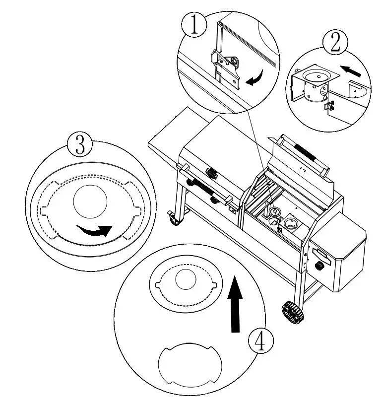 EXPERT GRILL XG1136224169004 3-In-1 Pellet Grill Smoker and Propane Gas Griddle Owner's Manual - Ashes Clean-out