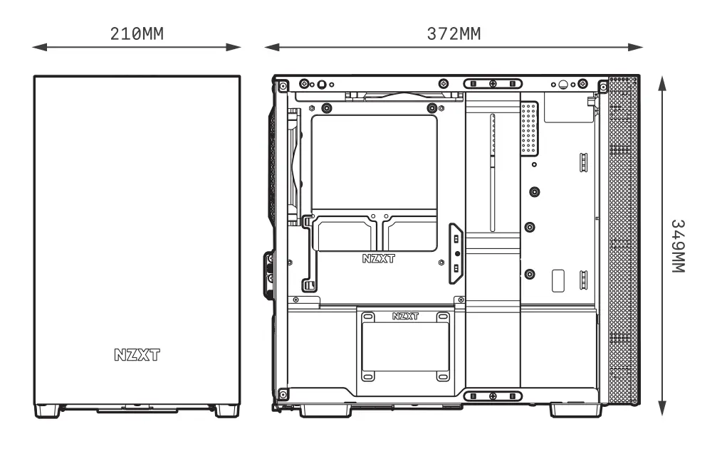 Nzxt Mini ITX Case [H210, H210i] Clearances and Specifications Figure