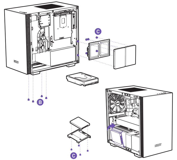Nzxt Mini ITX Case [H210, H210i] HDD/SSD Installation