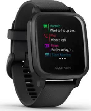 GARMIN Venu SQ Music Slate Aluminum Bezel with Black Case and Silicone Band