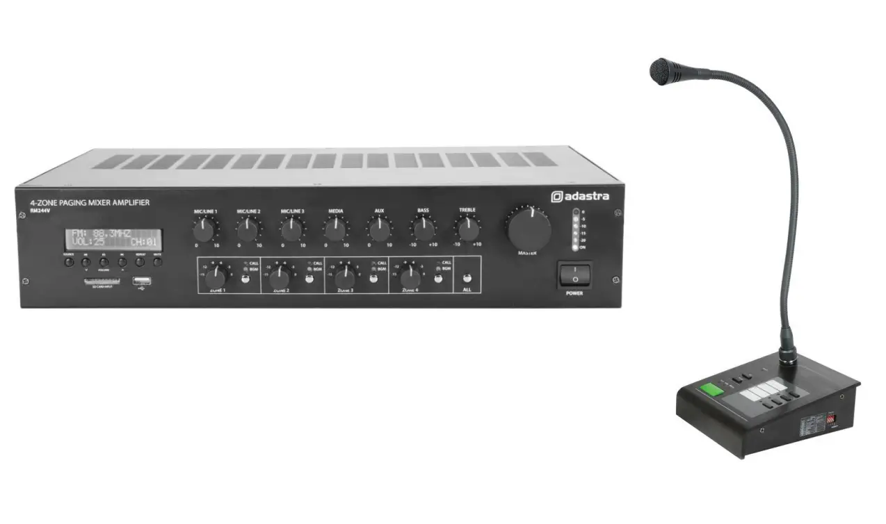 Adastra Rm244v And Cs4 4 Output 100v Mixer-amp And Call Station User Manual