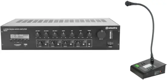 adastra RM244V and CS4 4 Output 100V Mixer-Amp and Call Station