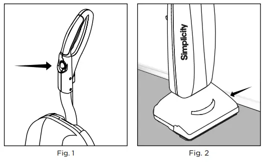 Simplicity S10CV Freedom Bagged Upright Cordless Vacuum- Off Switch FIG